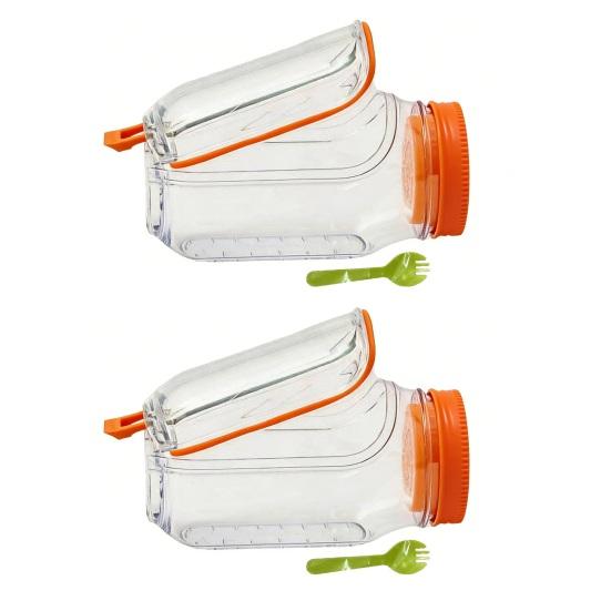 Salad Pods Jar Vertical Layering Container with Built-in Dressing Box & Fork Leak-Proof Converts to Salad Bowl Portable Snack Container for Meal Prep