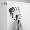 Kids Room Wall Hooks Halloween Ghost Cat Wooden Hanging Hook for Keys Hats, Decorative Black Entryway Organizer Hanger, Cute Home Living Bedroom