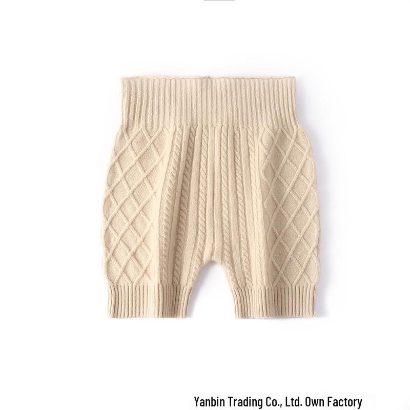 Cashmere High-Waist Knit Shorts - Women's Warm Woolen Base Layer Safety Pants