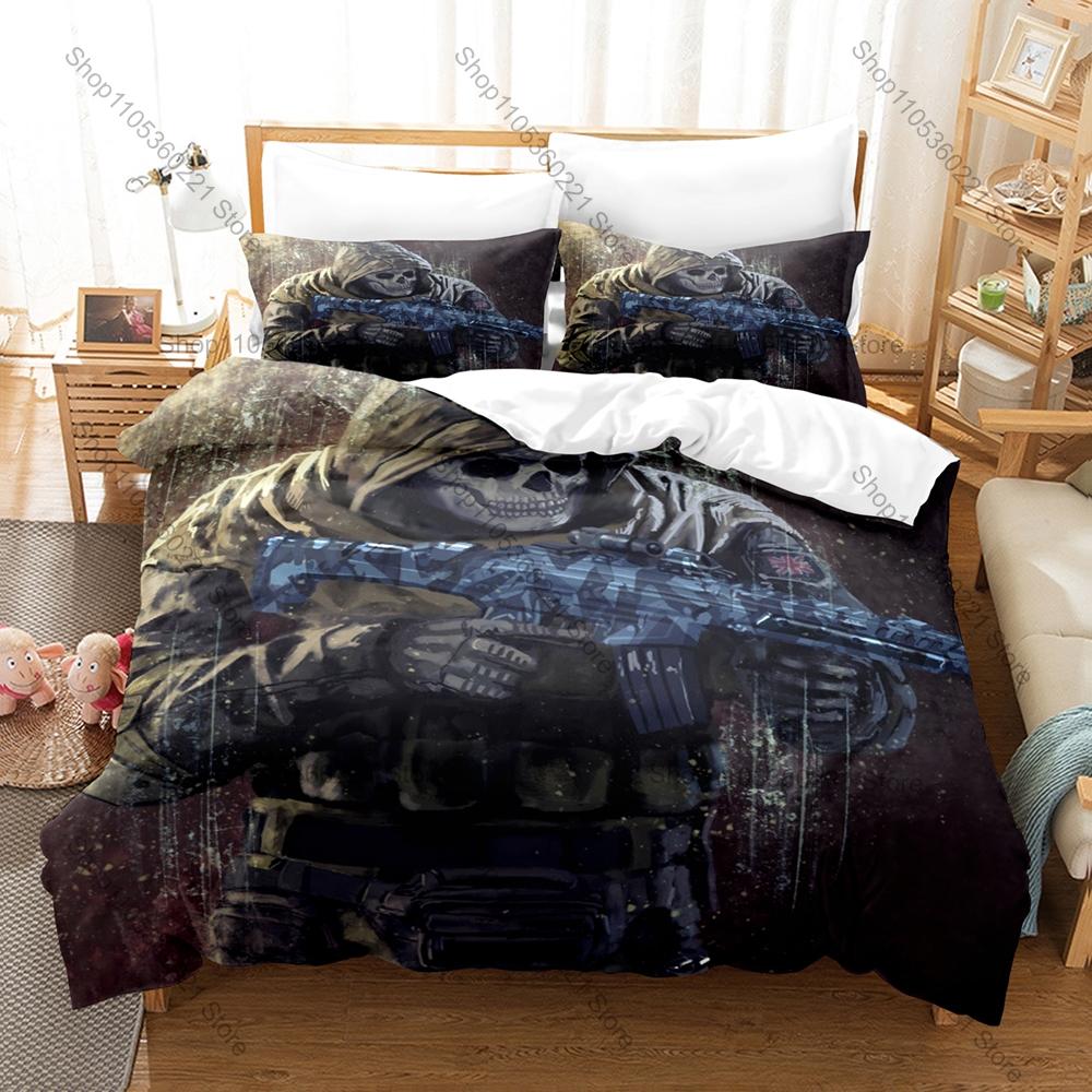 Call Of Duty Simon Ghost Riley Bed Set 3D Printed Duvet Cover Pillowcase Bedding Set For Boys Game Fans Home Textile