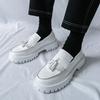 Classic White Dress Shoes for Man Genuine Leather Casual Business Shoes Big Size 46 Height Increasing Platform Mirrors Shoes Men