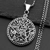 Tetragrammaton Je Hebrew Pendant Necklace for Women Men Stainless Steel Silver Star Pentagram Talisman Chain Jewelry Gift