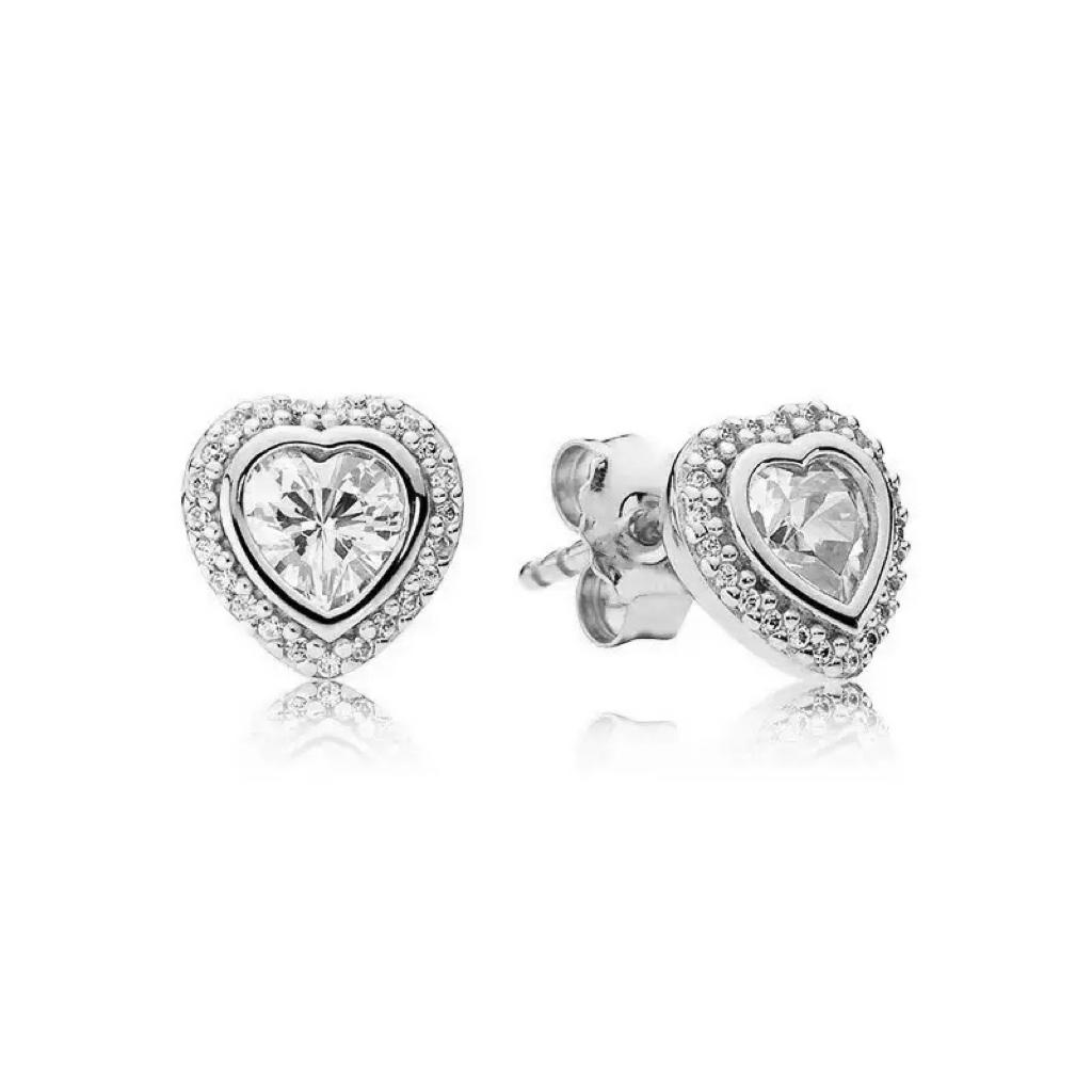 Circle Earrings Zircon Heart Earrings 100% S925 Pure Silver Women's Earrings Jewelry Suitable For Valentine's Day Gifts