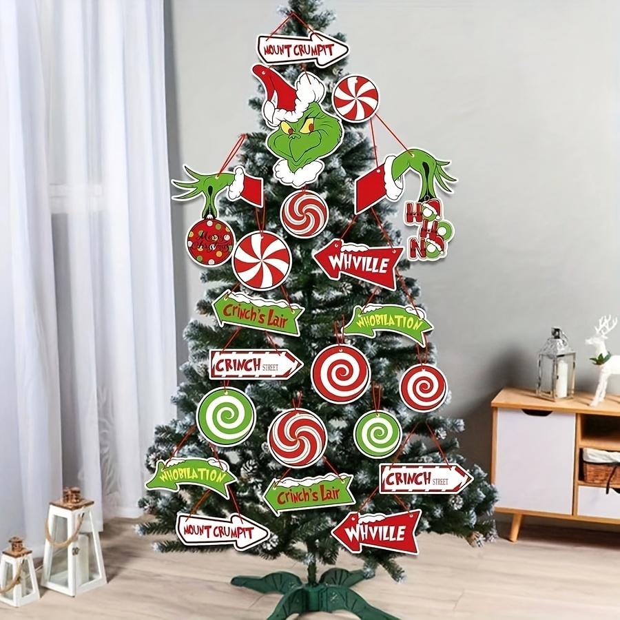 Set Decorazioni Natalizie Grinch da 21 Pezzi - Palline per Albero di Natale Elfo Peloso Verde Decorazioni da Appendere Festa Festiva e Decorazioni per la Casa