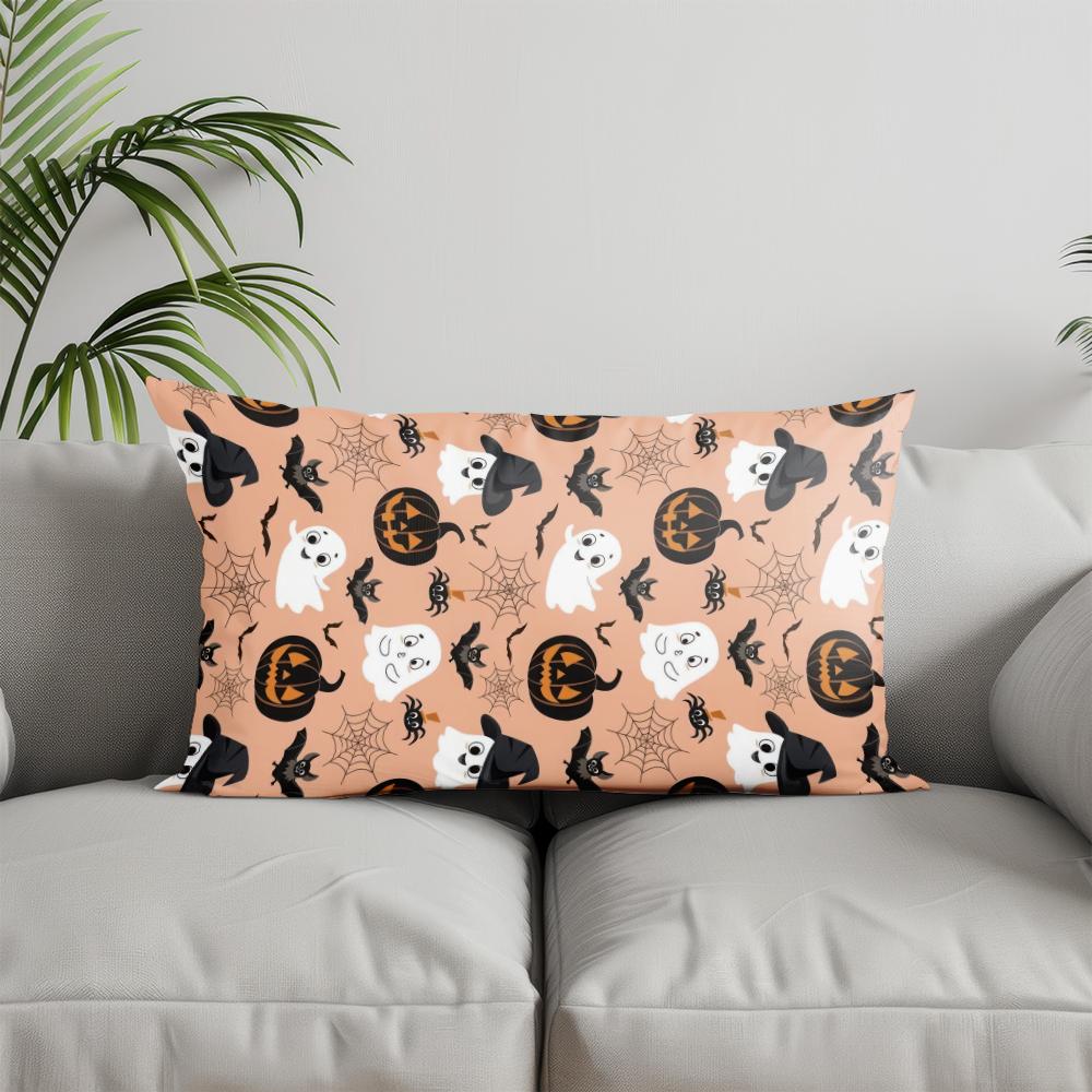 Home Decor Christmas Ghosts Pattern Pillowcase Suitable For Sofa Bedroom Car Pillow Cover Cushion Rectangular Back Cushion