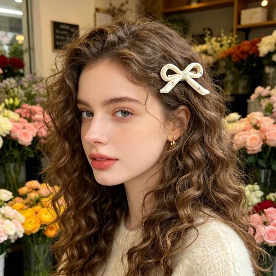 Girl Hairpin Rhinestone Inlays Three-Dimensional Bow Design Hair Pin Fixes Broken Bangs Hair Clip Hair Styling Tool