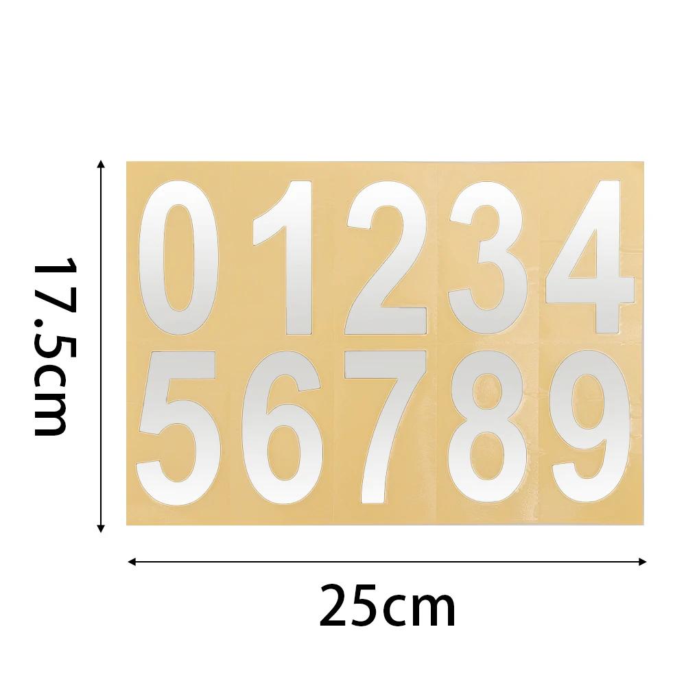 

0-9 Номер автомобиля Светоотражающая наклейка Номерные знаки автомобиля Светоотражающая цифровая наклейка Номер дома почтового ящика Светоотражающие наклейки Back paper 25x17.5cm&1pcs серебряный