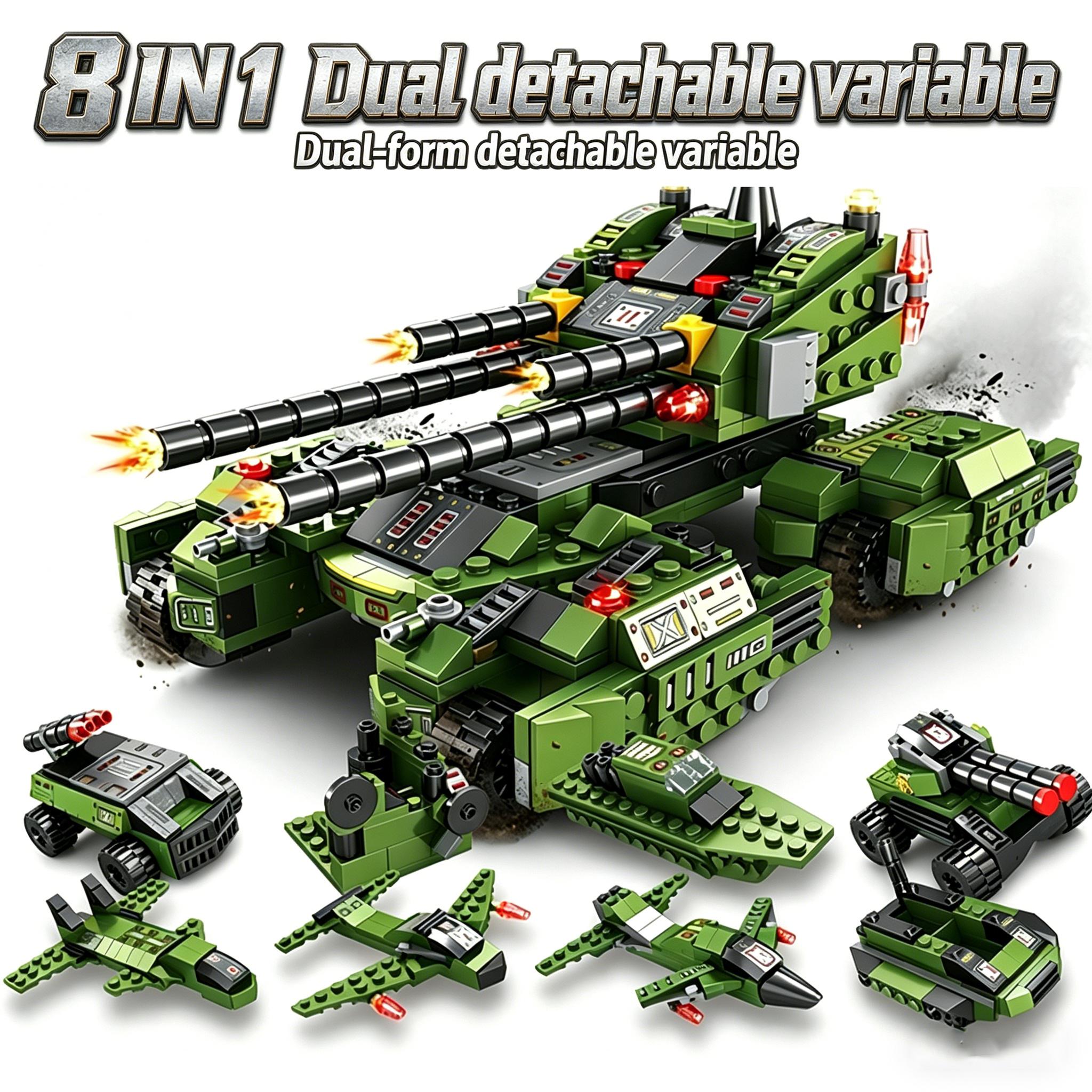 Military Building Blocks Tank Building Blocks Set Engineering Vehicle Building Blocks Set DIY Boys Toys Christmas Holiday Gift