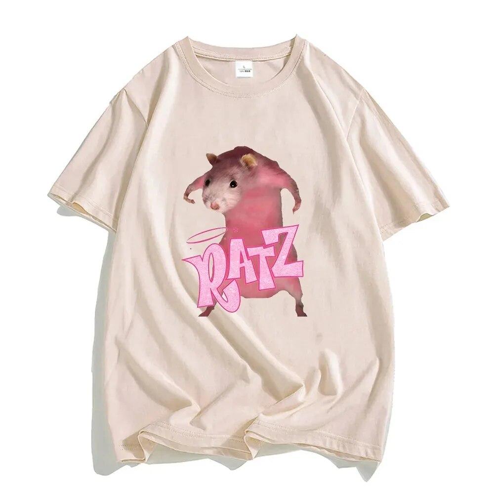 Ratz Pink Mouse Cartoon T-shirt 100% Cotton Short Sleeve Unisexs Tee-shirt Casual Kawaii Summer O-neck Tshirt Cute Unisex Soft Shirts Unisex