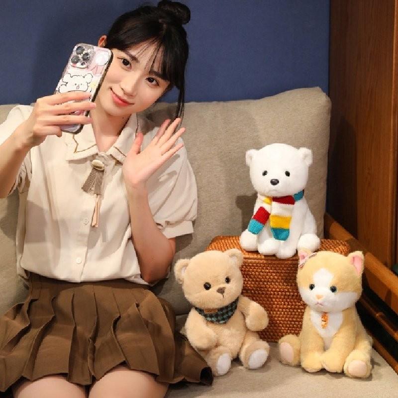 Adorable Plush Arctic Bear With Colorful Scarf Perfect For Kids Soft Toy Companion