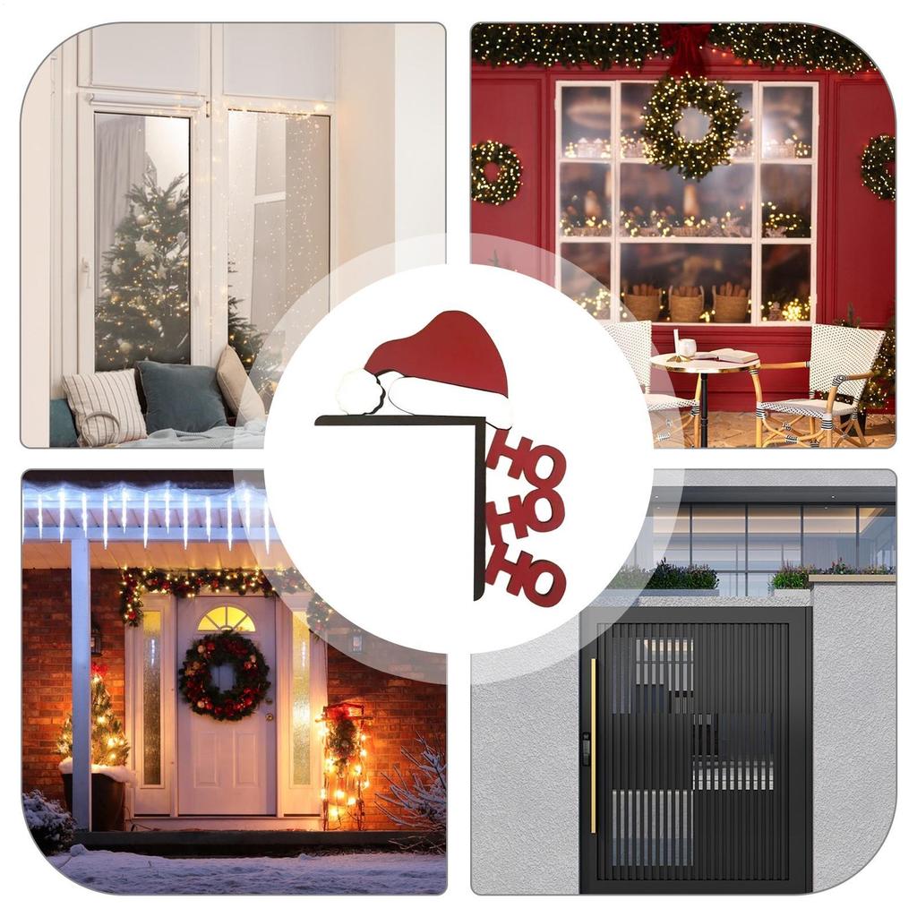 Christmas Door Frame Decoration Cartoon Wooden Christmas Decorations Happy New Year 2025 Door Frame Trim Wood Xmas Decor