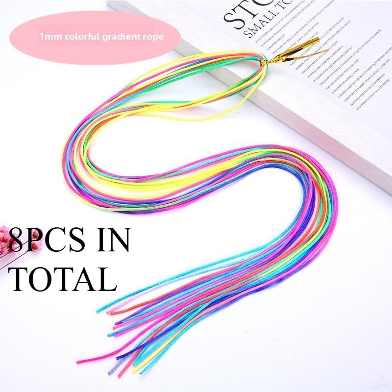 Rainbow Braiding Hair Ropes: Colorful Dreadlock Strings & Gold Ribbons, Hair Accessories for Women & Kids Styling.