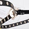 Round Buckle Women Waistband Hollow Waist Belt Fashion PU Leather Belt  Student