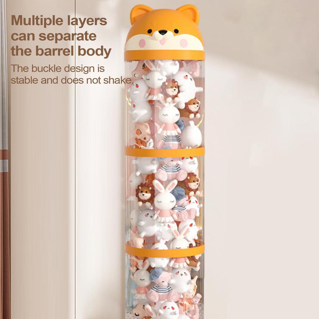 Home Plush Toy Storage Bucket Large Capacity Transparent Storage Tube with Wheels Children's Plush Toy Stuffed Storage 3/4-layer