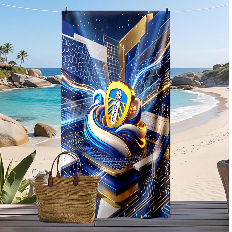 Asciugamano da Spiaggia con Stampa Leeds United Football, Asciugamano Grande Morbido ad Asciugatura Rapida per Spiaggia Campeggio Nuoto