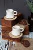 Coffee Set for 6 People with Wooden Plates Bamboo Cup Set Ceramic Cup Turkish Coffee Cup Set
