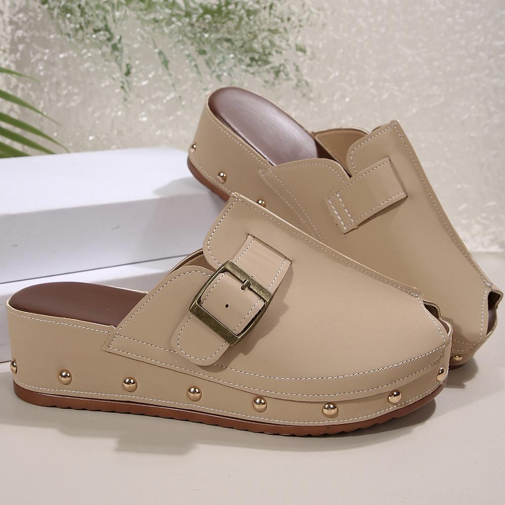 External Belt Buckle British Wind Beach 22 European and American Thick Bottom Buckle Rivet Fish Mouth Slippers