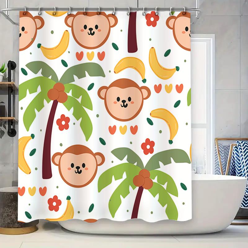 

Animal Fruit Pattern Shower Curtain 3D Printed Fabric Waterproof Decorative for Bathroom Kids Friendly 90x180cm