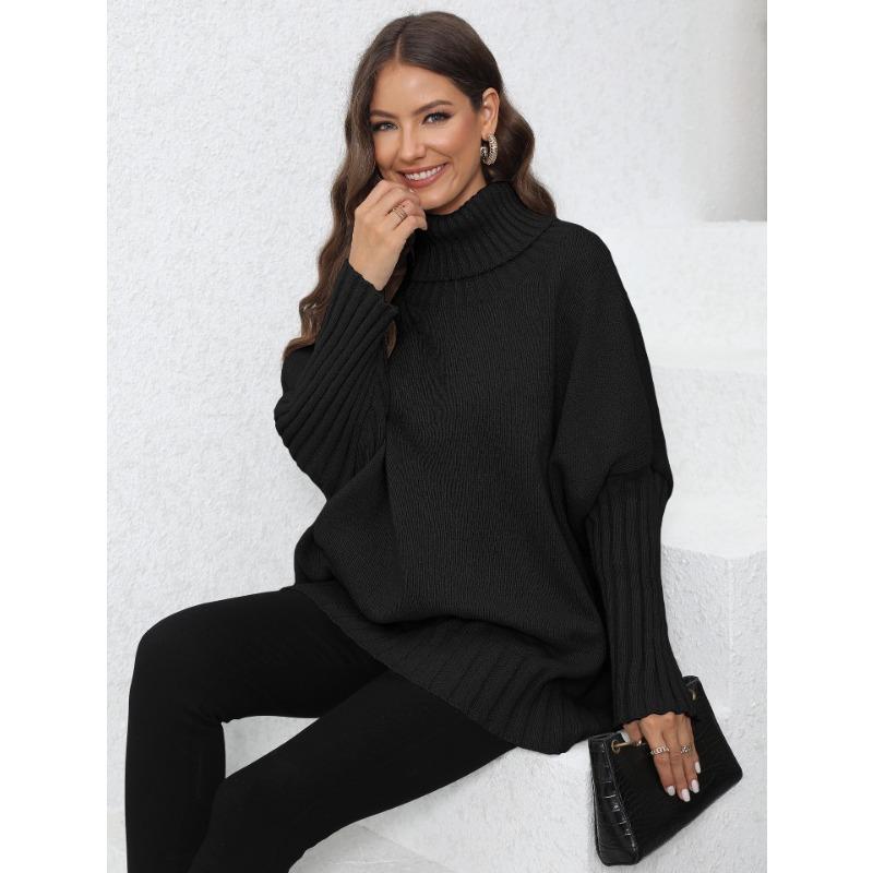 Women's Fall/winter Pullover Knit Solid Color Turtleneck Lapel Sweater