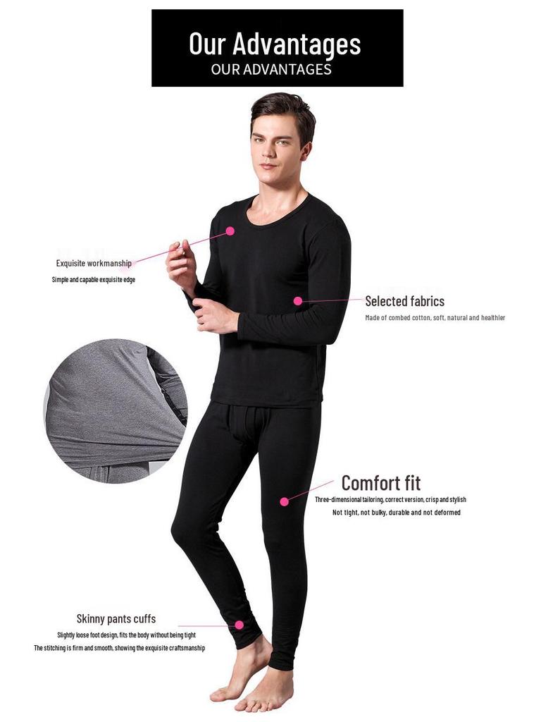 Men's Combed Cotton Casual Pants for Autumn and Spring: Warm, Single Layer Design