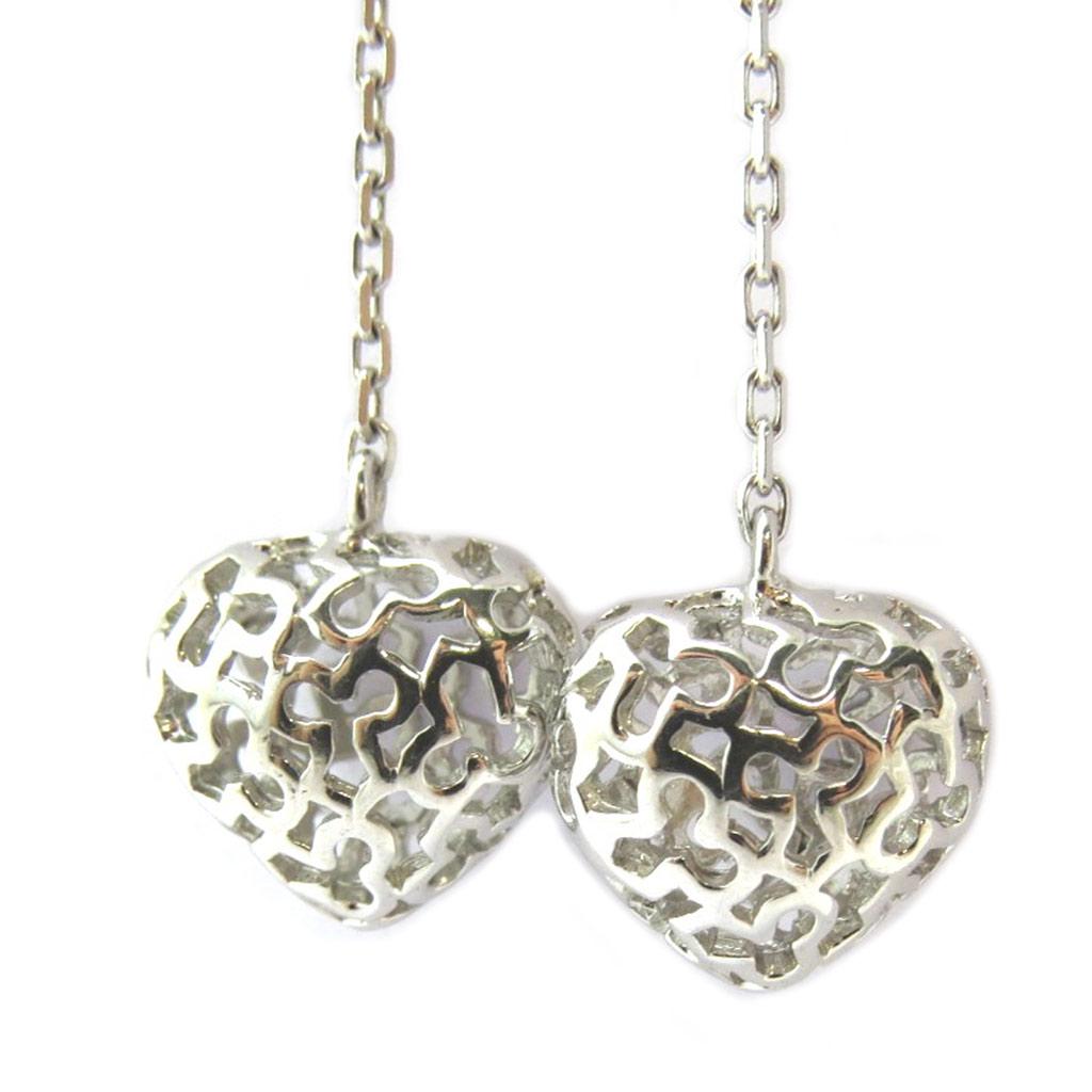 Les Trésors De Lily [P2413] - White 'Love' Silver Earrings (rhodium-plated) - 40x12 Mm