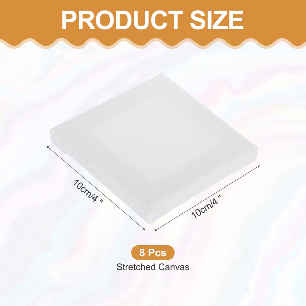 8Pcs White Stretched Canvas for Painting 10cm-30cm Blank Artist Boards Profile Cotton Canvas Panels for Beginners Professionals