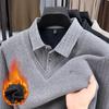 Men's Thickened Velvet Lapel Sweater for Autumn/Winter - Middle-Aged and Elderly Dad Style