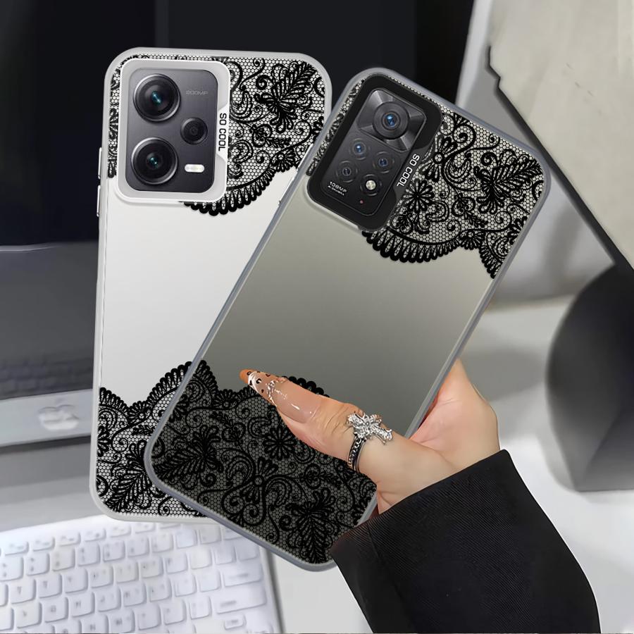 Back Phone Cover Case for Xiaomi Redmi A5 K60 12C 14C 13C A1 A2 Plus 10C Note 9 10 9T 9C Black Cool Lace
