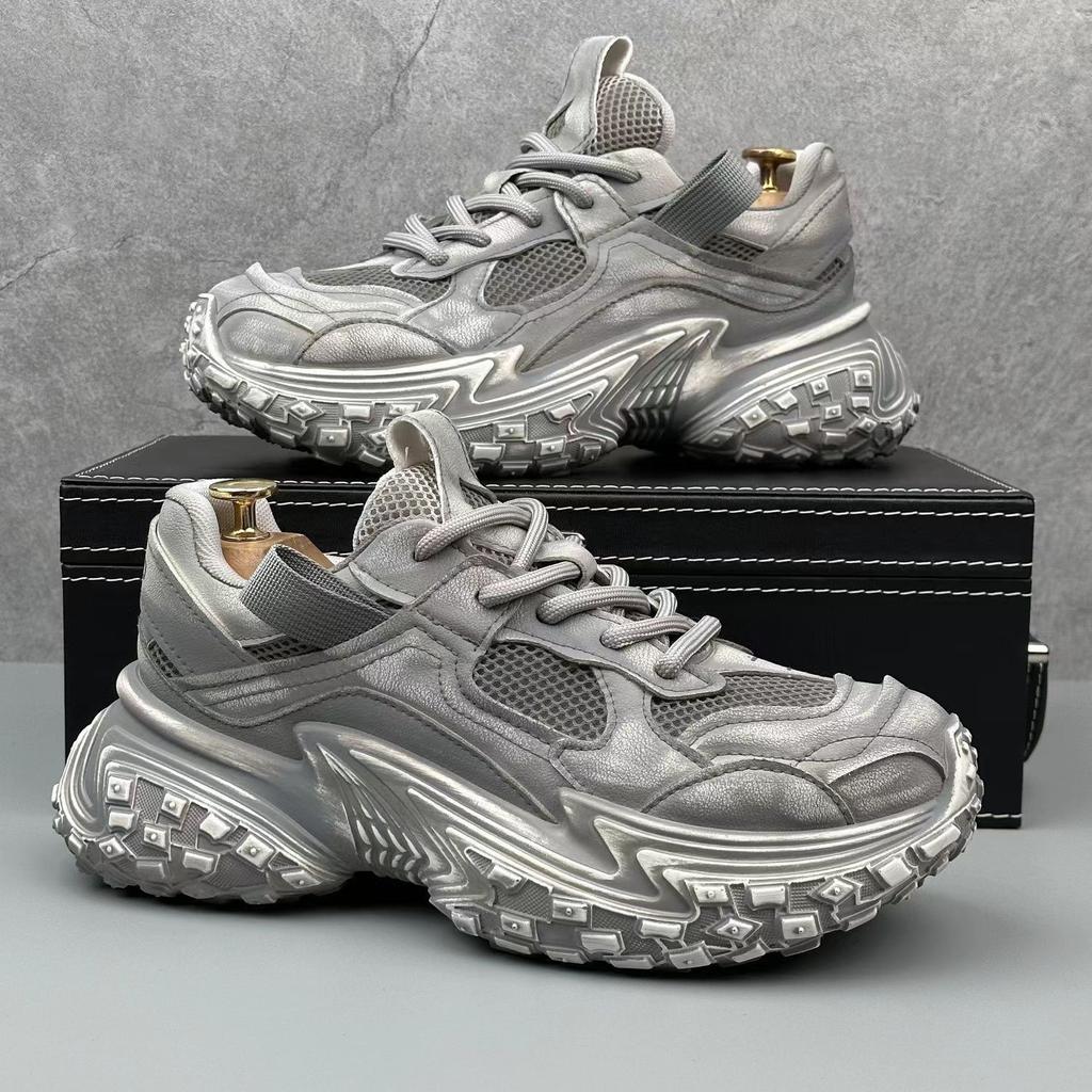 Men's Shoes 2025 New Thick Sole Tire Sole Height Increasing Dad Shoes Casual Fashion Versatile Sports Trend Shoes