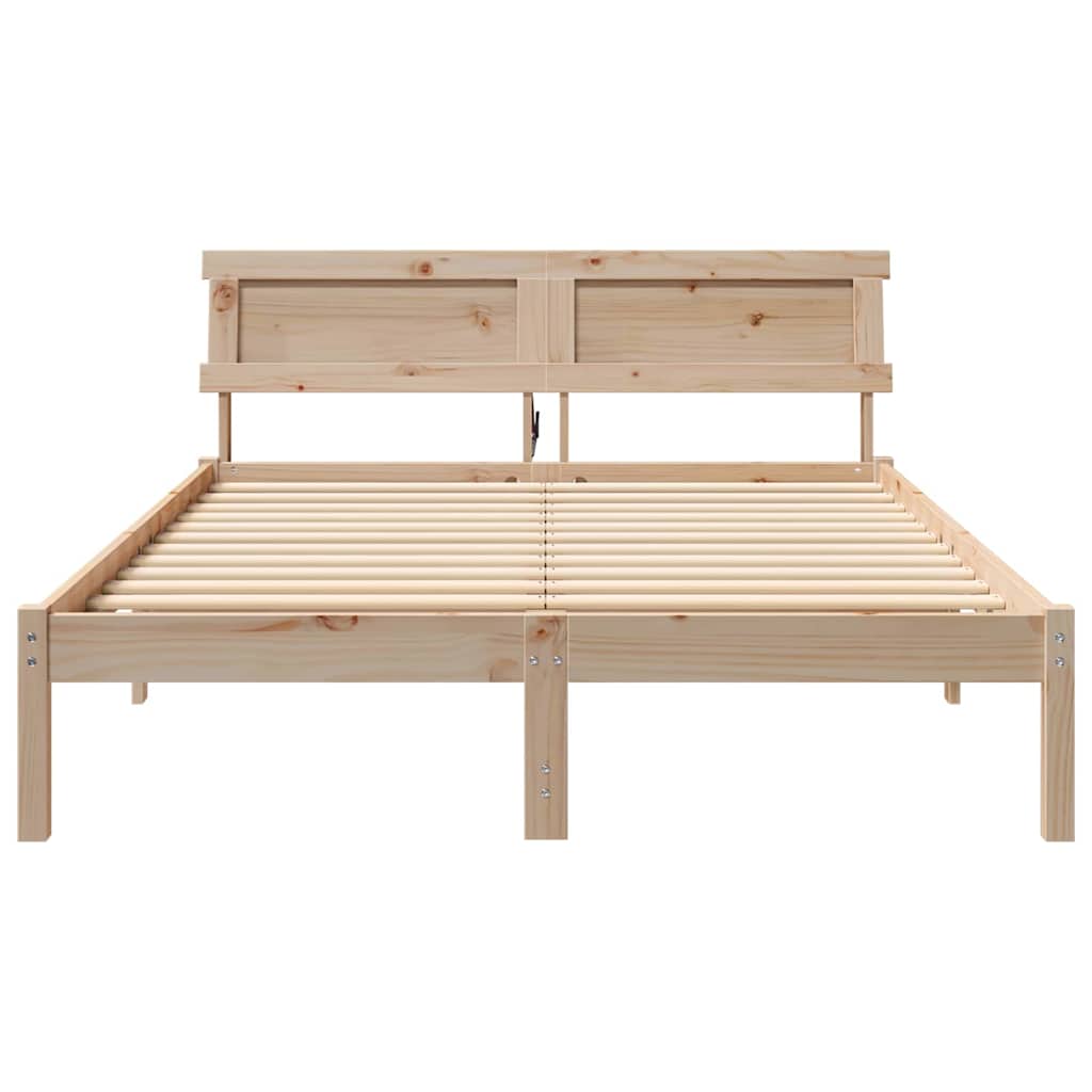 Bed Frame with Headboard Brown 120 X 200 Cm Solid Pine Wood