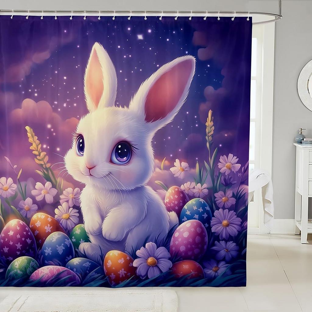 Boys Girls Pig Bath Curtain Cartoon Pigs Shower Curtain Kids Cute Farm Animal Bathroom Shower Curtain Set Butterfly Sunflower