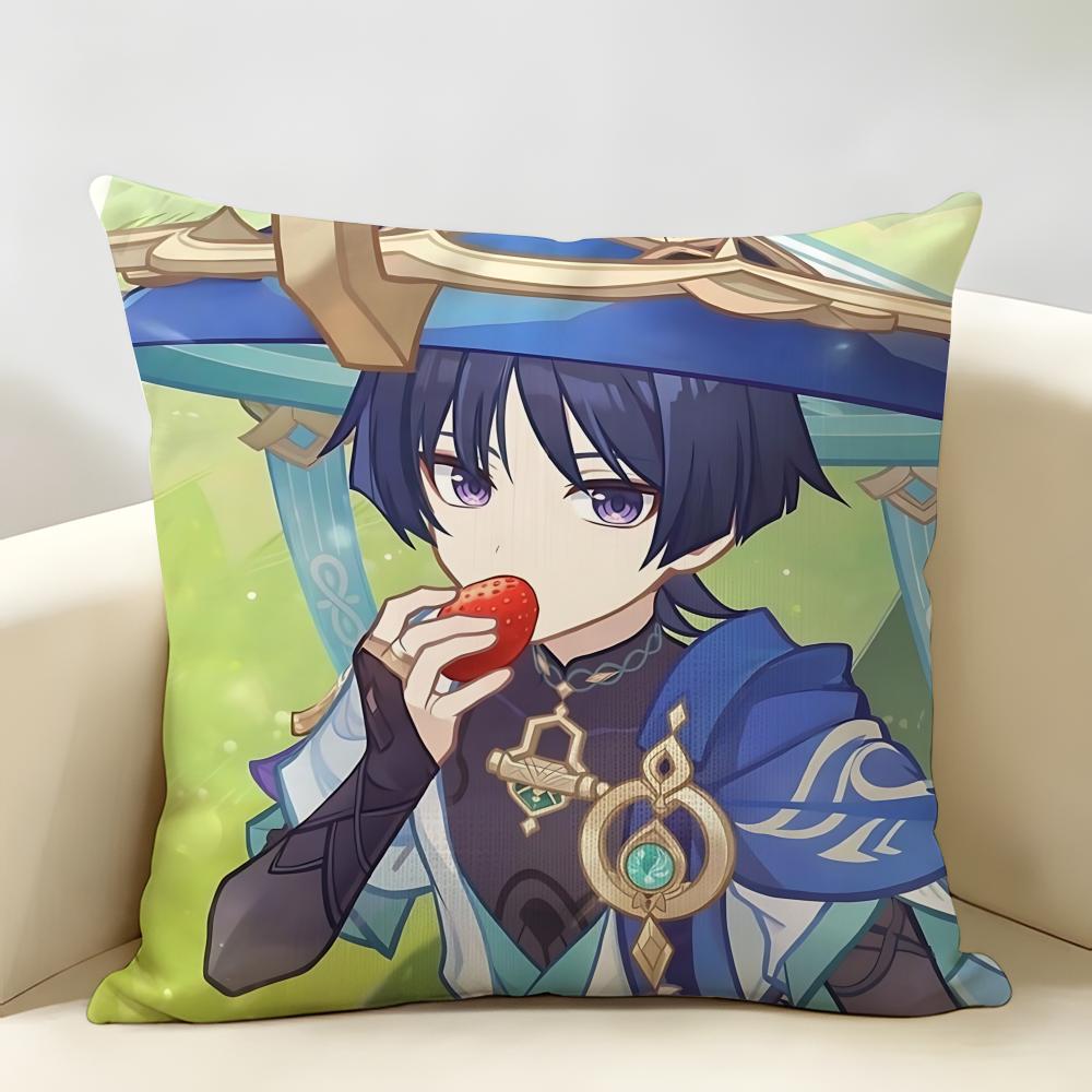 Wanderer Genshin Impact Cushion Cover Natural Linen Organic Fabric DoubleSided Printing Room Sofa Decor Pillow Case