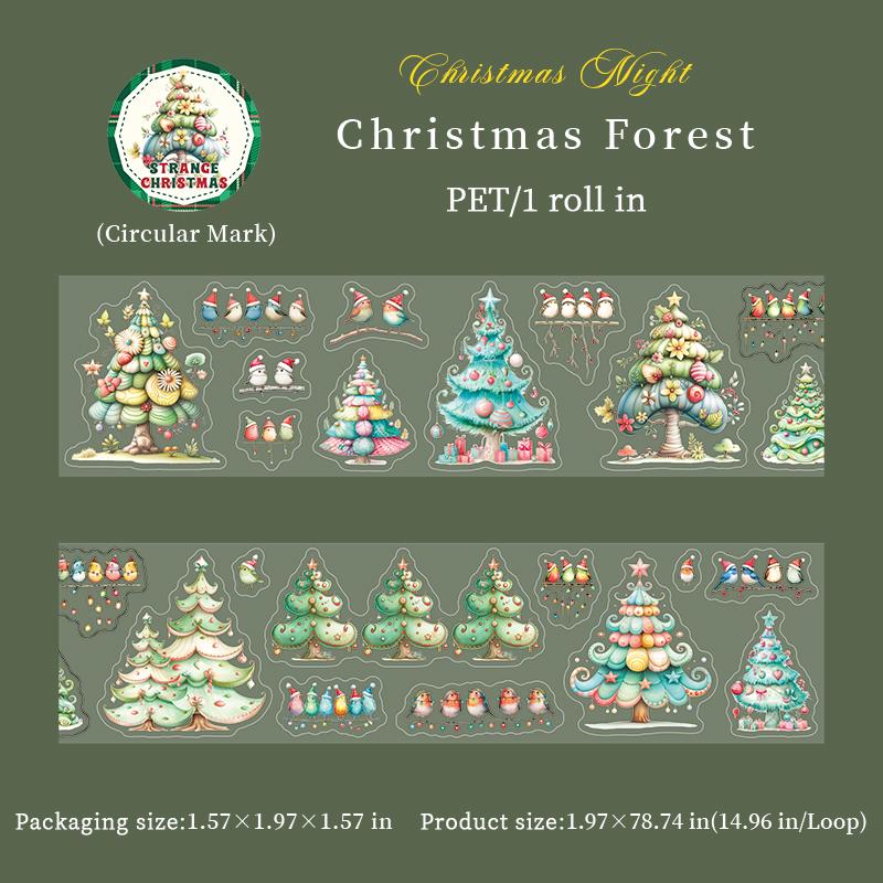 1Roll Tapes For Christmas Themed Die-cutting Tape Creative Collage Material Diary Greeting Card Cup Photo Frame Decoration Gift