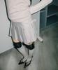 Chix Strap Pleated Mini Skirt Gray