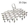 35 Pegs Draining Stainless Steel Rack Clothes Hanger Underwear Hooks Clothes Airer Dryer Socks Clip