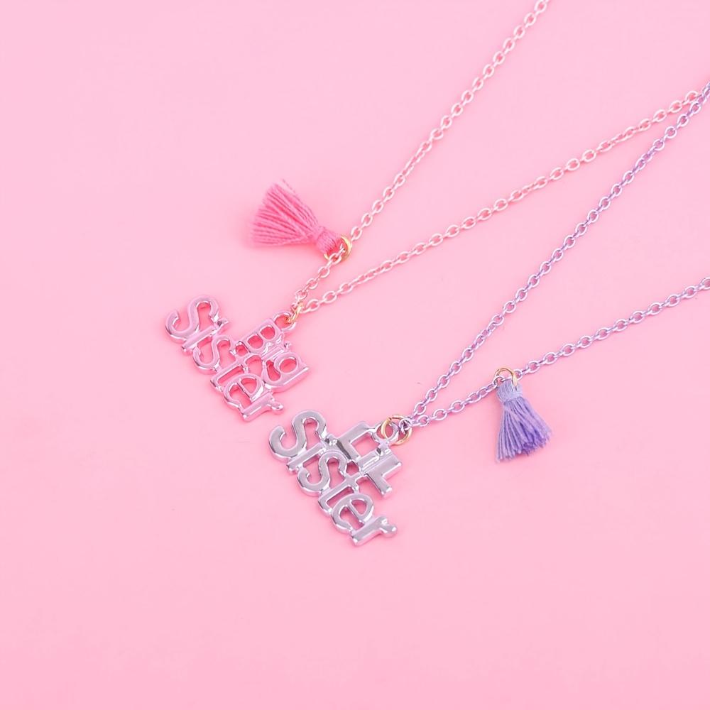 2Pcs/set Letter Necklace Love Necklace BFF Good Friend Set Necklace Female Light Luxury Girlfriend Necklace