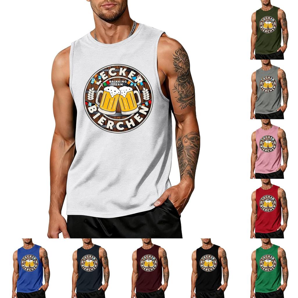 Men's Sleeveless Tank Top Casual Loose Fit Summer Beachwear Breathable Lightweight Muscle Shirt for Outdoor Sports and Daily Wear