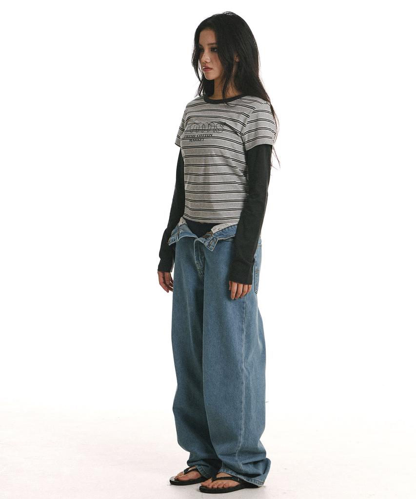Kimseupeulesikoteunmakes Marine Stripe Ls Tee Charcoal