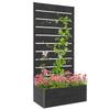 34 X 69.5 Cm Garden Planter Box With Back Trellis Black