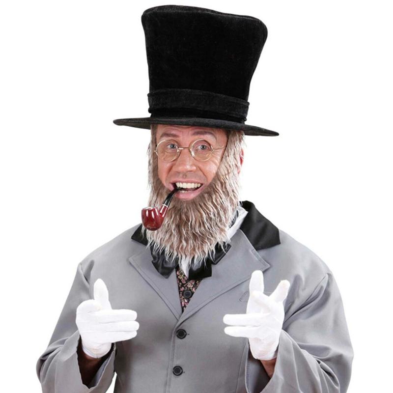 Abrahams Lincolns Costume Accessories Beard Mustache Top Hat Necktie Presidents Day Costume Halloween Cosplay Costumes