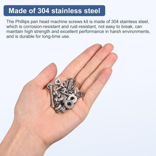 DTGN 410-Piece Nut and Bolt Assortment Kit, M2 Pan Head Machine Screws with Washers, 304 Stainless Steel, for Drawers, Cabinets, and Closets, Handles