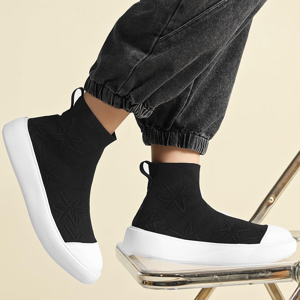 

Женские мокасины, лоферы, повседневные туфли без застежек, высокие прогулочные туфли, летние мужские туфли без застежек, легкие носки, обувь для мальчиков, большой размер 36-46 EU: 46 чёрный