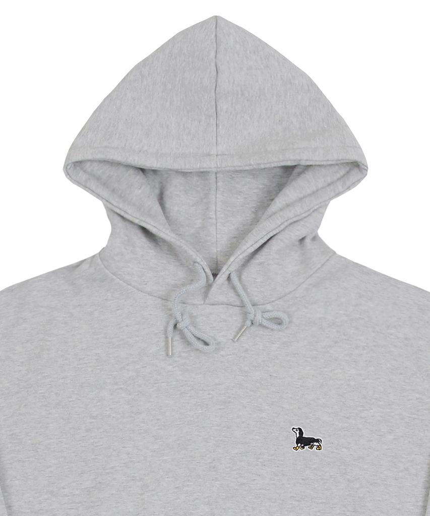 [Unisex] Yellow Boots Puppy Embroidered Hoodie_Gray