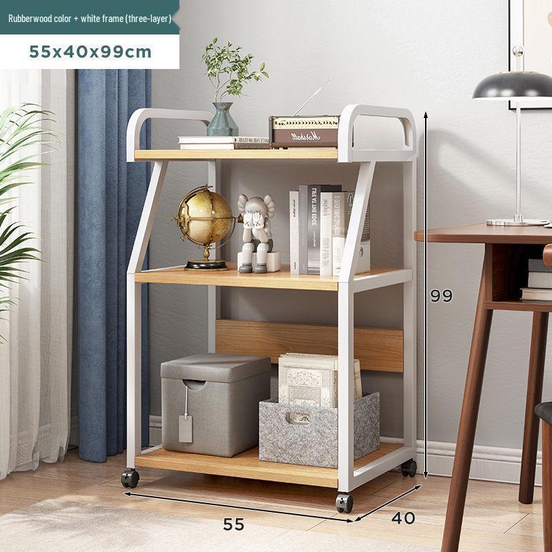Multi-Layer Floor-Standing Adjustable Storage Rack with Trash Can Holder for Kitchen Use