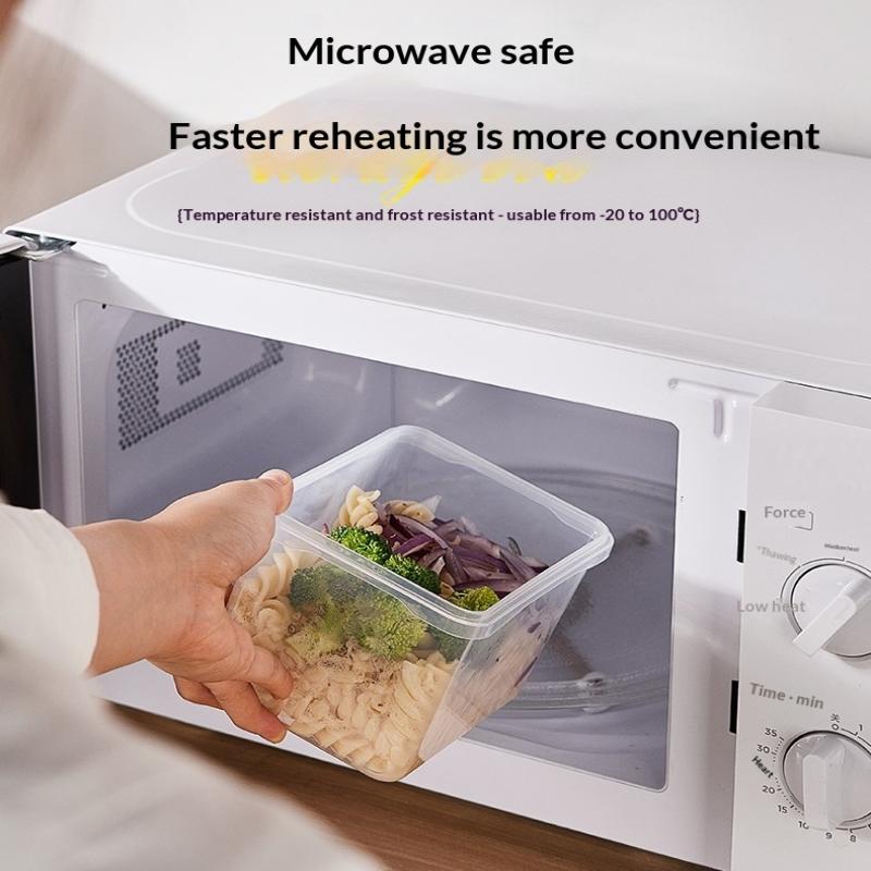 Heat Resistant Plastic Lunch Box Kitchen Fry Microwave Se Food Container Fruit Storage Shed Box Rectangular Divided Lid