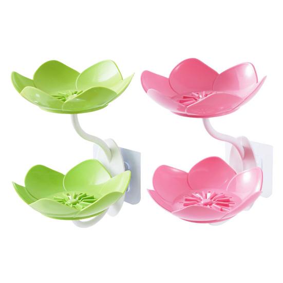 2/4Pcs Soap Box Double-Layer Design Suction Cup Soap Rack No Drilling Installation