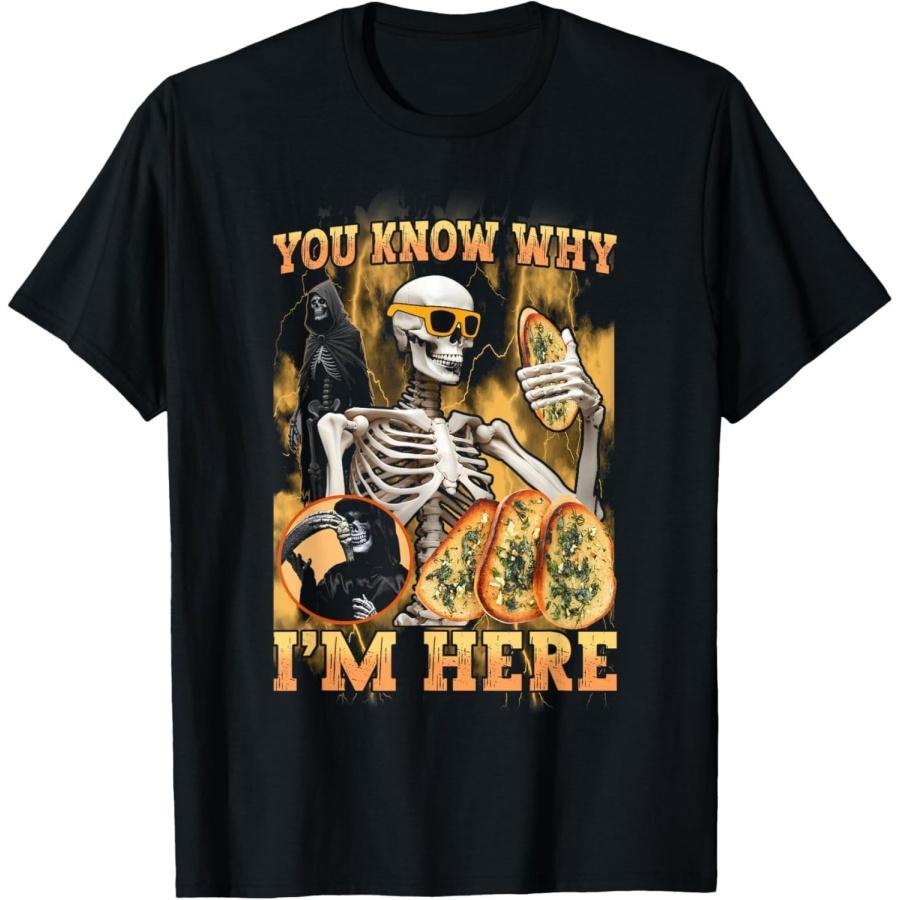 

CHDHEVEGOD Funny Garlic Bread Skeleton Meme T-Shirt XXXXXL різнокольоровий