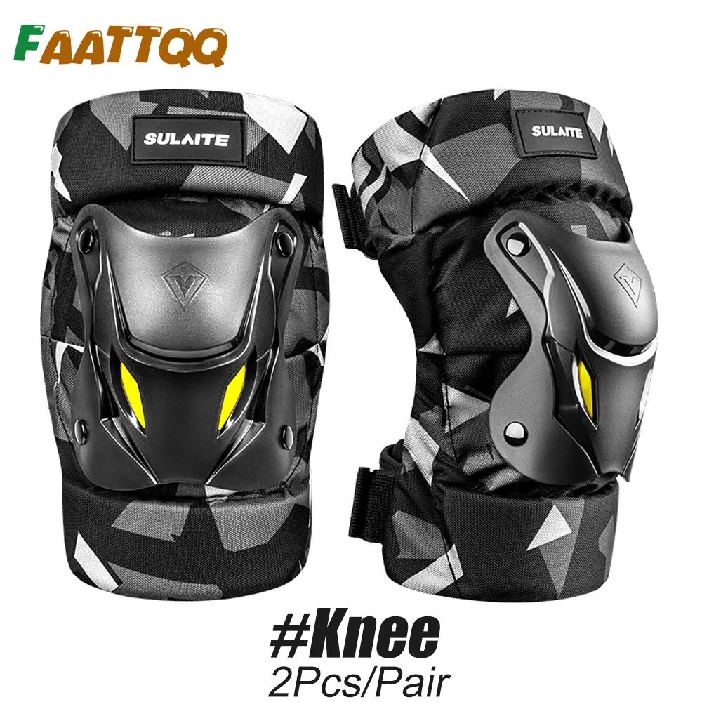 Faattqq 1Pair Motorcycle Electric Bike Knee Elbow Guards Pads Protector Dirt Bike Body For Motocross Racing Mountain Biking