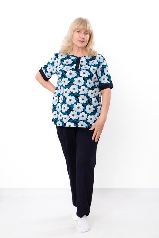 Women's Plus Size Pajama Set with Floral Print, Any season 8274-002 HC