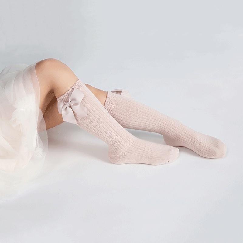 1/5Pairs Children Girls Socks With Bows Cotton Soft Toddlers Long Socks Kids Princess Dance Knee Stocking For Girls 1-8Years Old